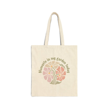 Namaste garden tote, gardener gift, garden tote , women's tote, teen's tote, Namaste tote bag, market bag, yoga bag, Cotton Canvas Tote Bag