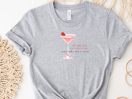 Chic Sass & Social Charm: Coquette Martini Cocktail Tees for Trendy Nights Out