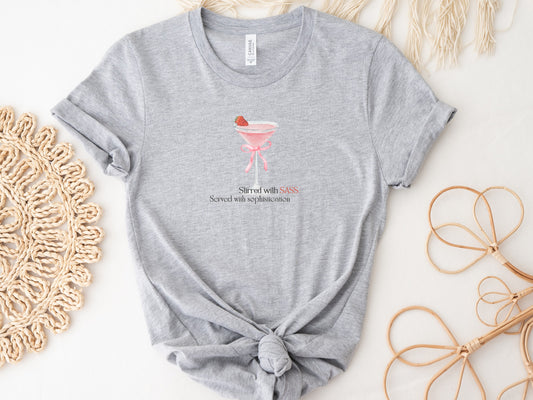 Chic Sass & Social Charm: Coquette Martini Cocktail Tees for Trendy Nights Out