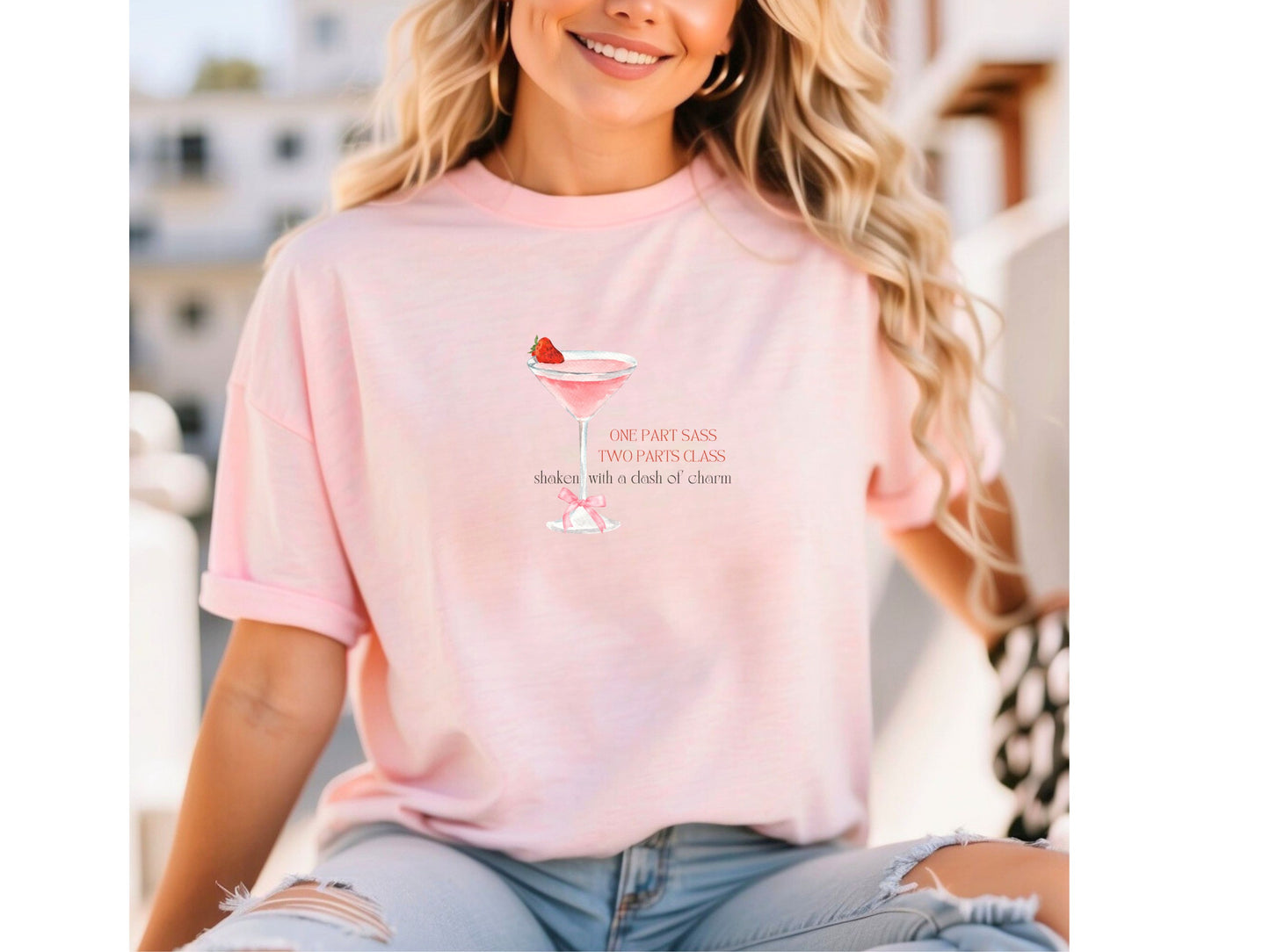 Chic Sass & Social Charm: Coquette Martini Cocktail Tees for Trendy Nights Out