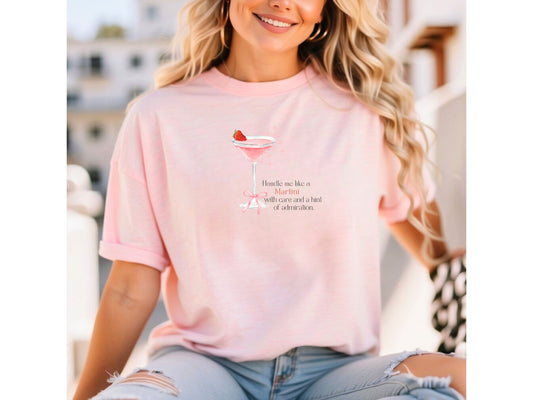 Chic Sass & Social Charm: Coquette Martini Cocktail Tees for Trendy Nights Out